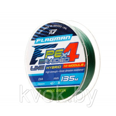 Плетеный шнур Flagman PE Hybrid F4 MossGreen 135м (зеленый) - фото 1 - id-p130071696