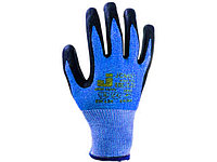 Перчатки с защитой от порезов 5 кл., р-р 10/XL, (нитрил. покрыт.) синие, JetaSafety (перчатки стекольщика,