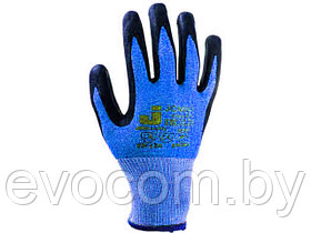 Перчатки с защитой от порезов 5 кл., р-р 9/L, (нитрил. покрыт.) синие, JetaSafety (перчатки стекольщика,