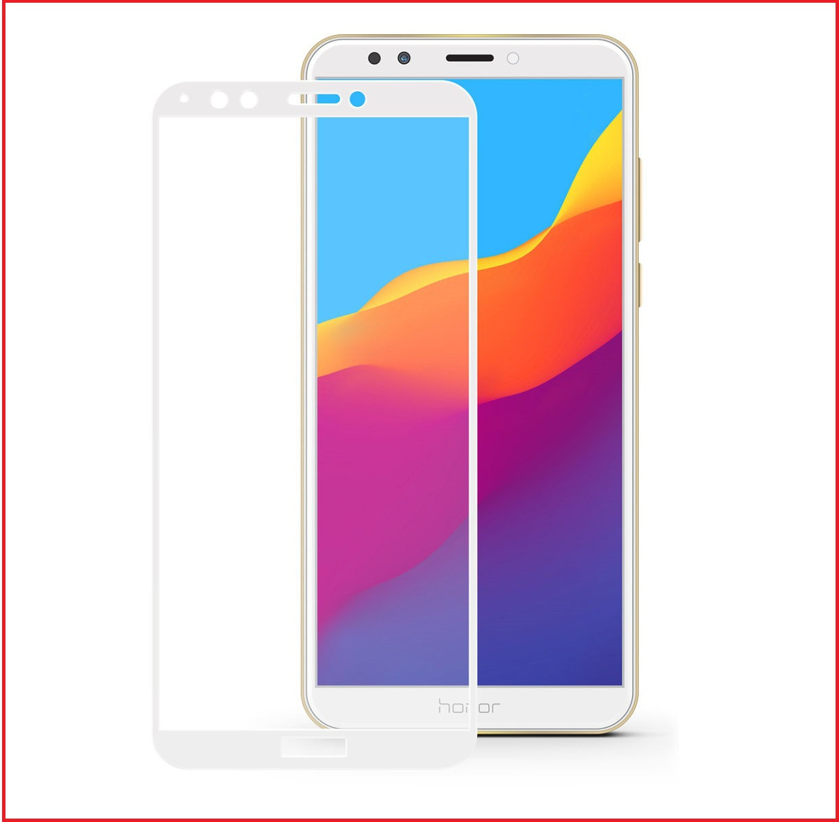 Защитное стекло Full-Screen для Huawei Honor 7C Pro / Y7 Prime 2018 белый ( 5d-9d с полной проклейкой ) - фото 1 - id-p130104595