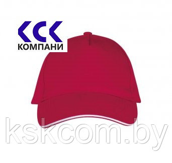 Бейсболка , 100% x/б (Красный с белым ободком)
