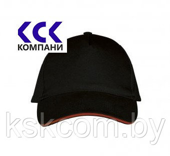 Бейсболка , 100% x/б (Черная с красным ободком)