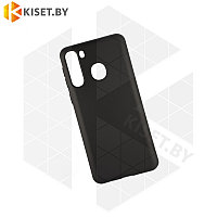 Soft-touch бампер Silicone Cover для Samsung Galaxy A21 / A215 черный с закрытым низом