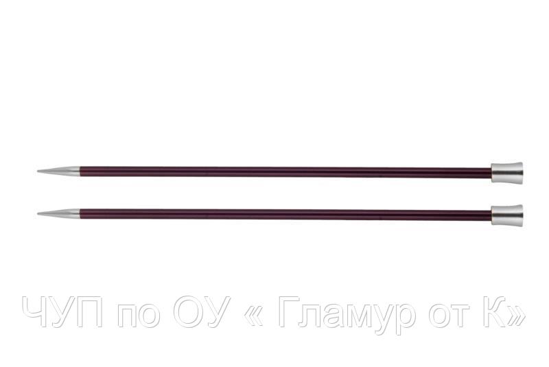 47303 Knit Pro Спицы прямые Zing 6мм/35см, алюминий, фиолетовый бархат, 2шт