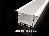 Алюминиевый профиль встраиваемый с экраном белый 35,6(49)х31,4 (solled 4932ВБ)