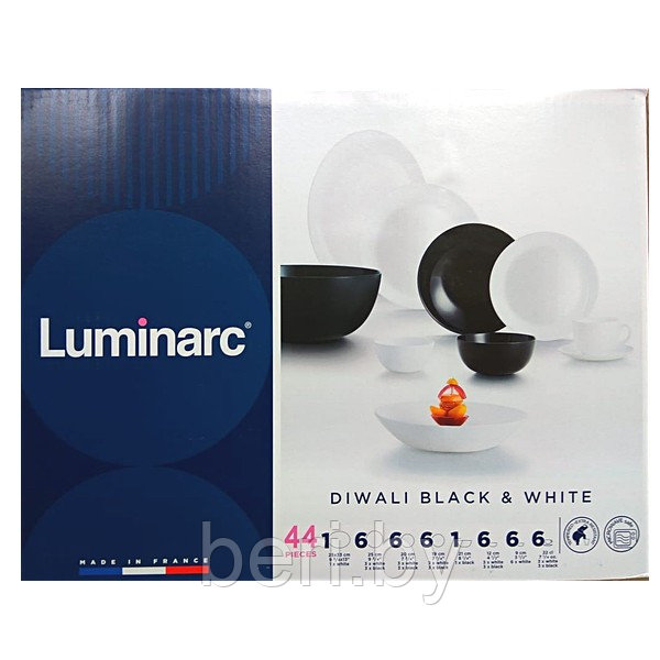 P4678 Столовый сервиз Luminarc Diwali BLACK & WHITE (Дивали) 44 предмета, 6 персон - фото 6 - id-p130185982