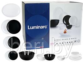 P4678 Столовый сервиз Luminarc Diwali BLACK & WHITE (Дивали) 44 предмета, 6 персон