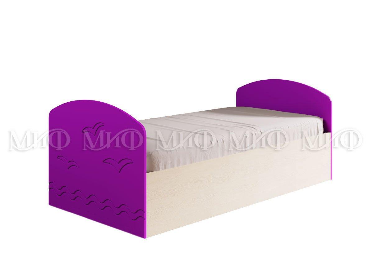 Кровать Юниор-2 - Дуб беленый/Фиолетовый металлик (Миф)