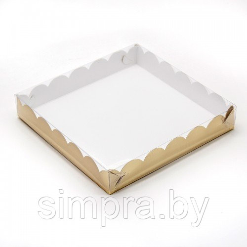 Коробка для печенья 20х20х3,5 см Золотая - фото 1 - id-p130263649