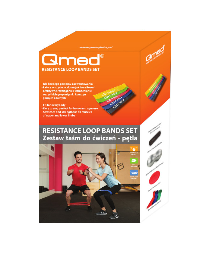 Эластичные ленты для фитнеса Qmed Resistance Loop Bands Set - фото 2 - id-p109727877