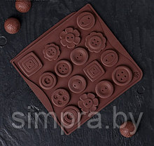 Форма силиконовая для шоколада Пуговки 16 ячеек