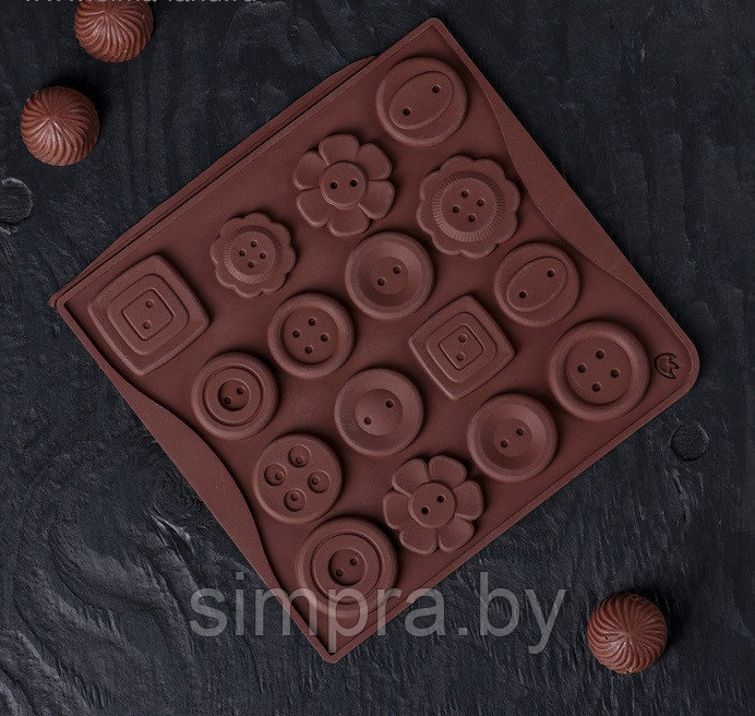 Форма силиконовая для шоколада Пуговки 16 ячеек - фото 1 - id-p130293686