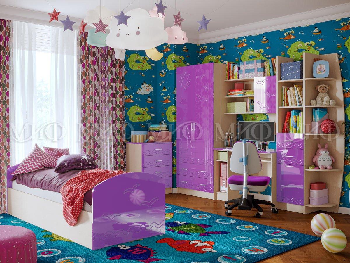 Детская комната Юниор-2  - Дуб/фиолетовый металлик
