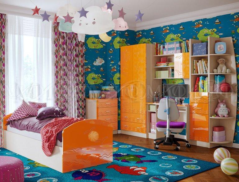 Детская комната Юниор-2  - Дуб /оранжевый металлик