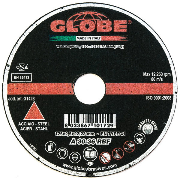 Отрезной абразивный круг GLOBE X-ONE 125x1,0x22.2 ZA60SX - фото 2 - id-p130332719