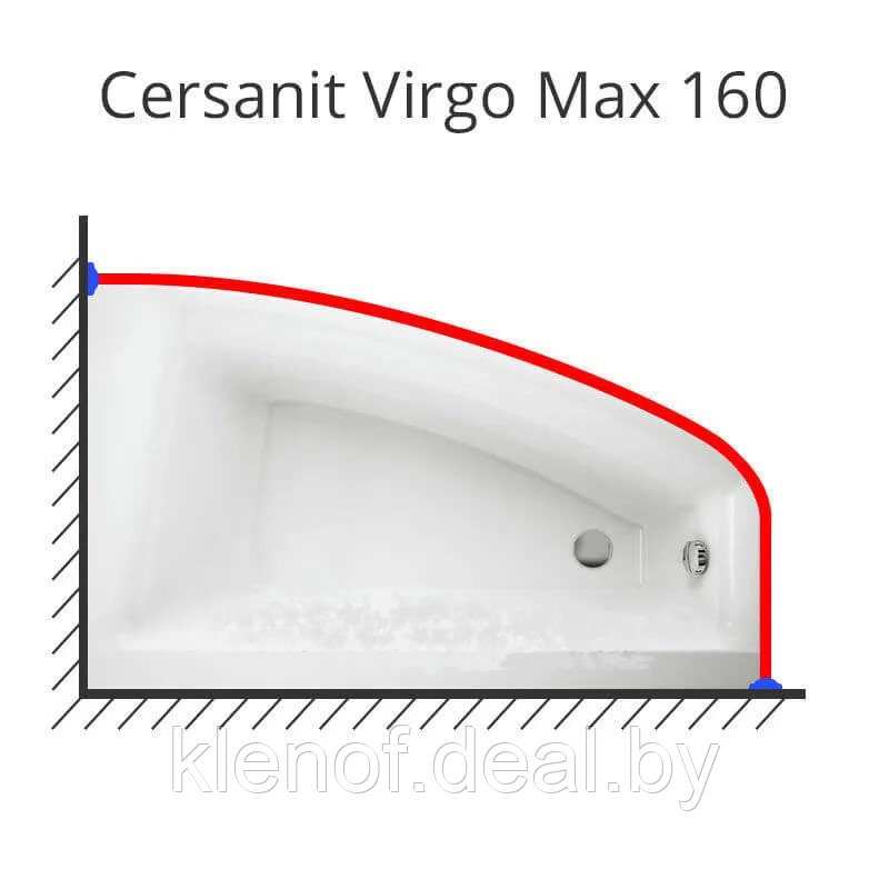 Карниз для ванны Cersanit Virgo Max 160х90 нержавеющая сталь - фото 1 - id-p130355102