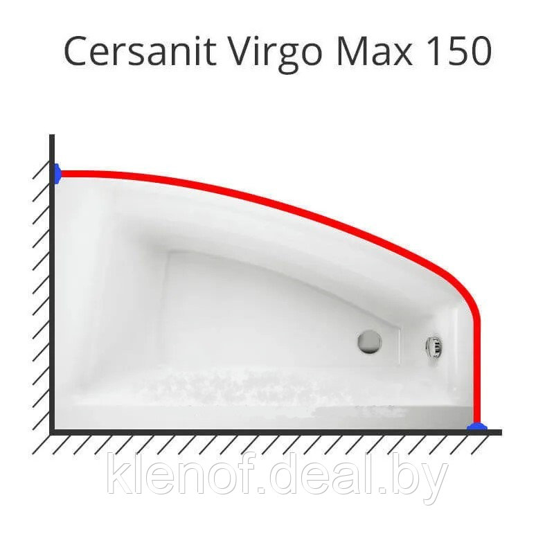 Карниз для ванны Cersanit Virgo Max 150х90 нержавеющая сталь - фото 1 - id-p130355103