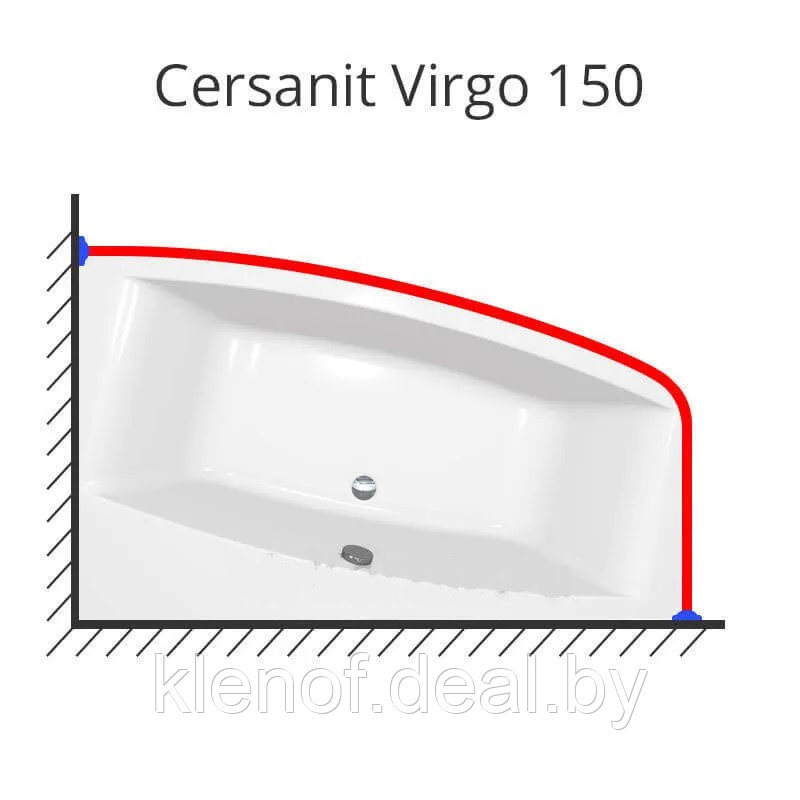 Карниз для ванны Cersanit Virgo 150х90 нержавеющая сталь - фото 1 - id-p130355104