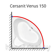 Карниз для ванны Cersanit Venus 150х150 нержавеющая сталь