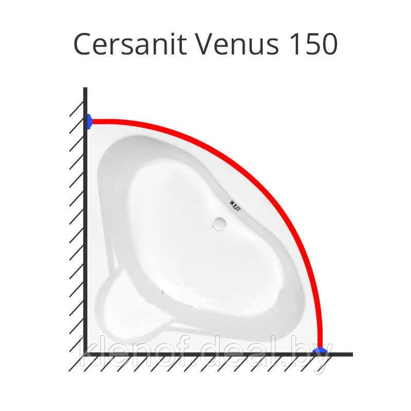 Карниз для ванны Cersanit Venus 150х150 нержавеющая сталь - фото 1 - id-p130355106
