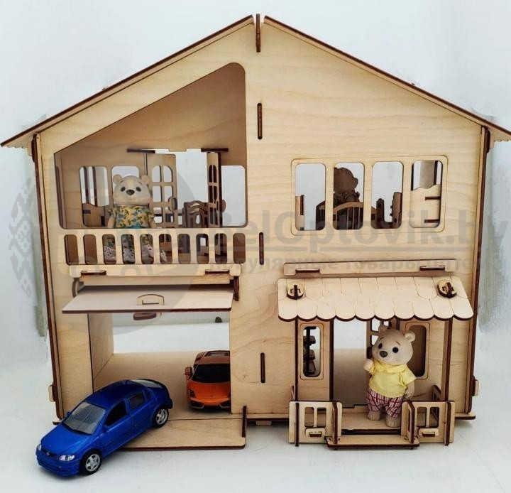 Конструктор деревянный Дом с гаражом сборка без клея Polly Н-11 (81 деталь) - фото 8 - id-p130365241