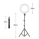 Кольцевая светодиодная LED лампа 26 см + штатив 1 метр + держатель для телефона, фото 3