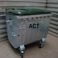 Контейнер для мусора с крышкой пластиковой 0.95 м3 950 л оцинкованный на колесах для сбора мусора