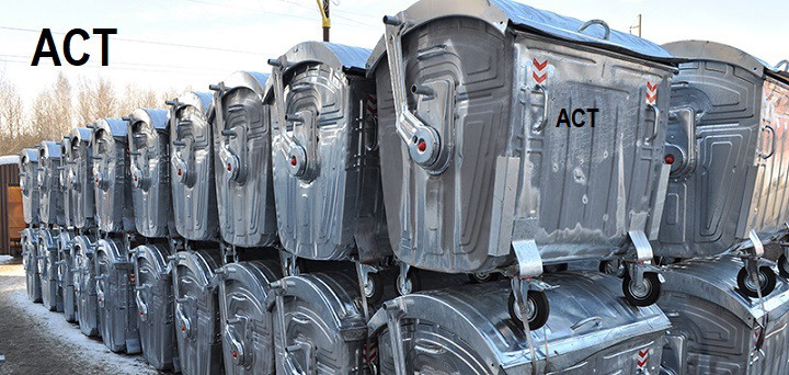 Евроконтейнер для мусора 1,1 м3 1100 литров оцинкованный на колесах контейнер - фото 3 - id-p76995283