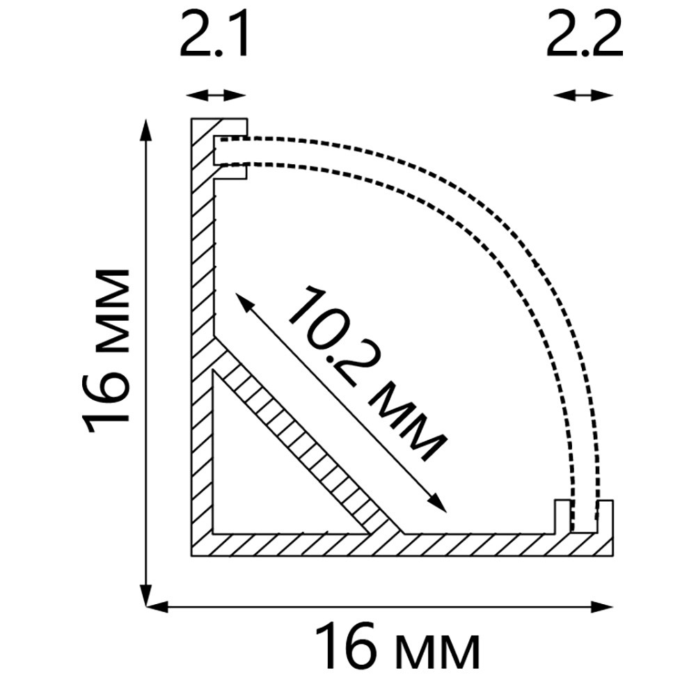 Профиль алюминиевый угловой круглый, серебро, CAB280 - фото 2 - id-p119519911