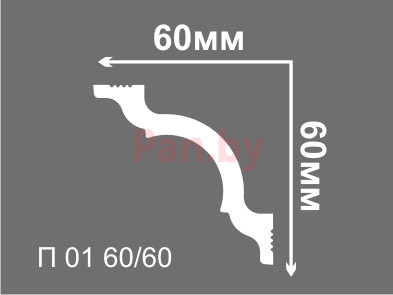 Плинтус потолочный из пенополистирола Де-Багет П 01 60х60 мм - фото 2 - id-p130473958