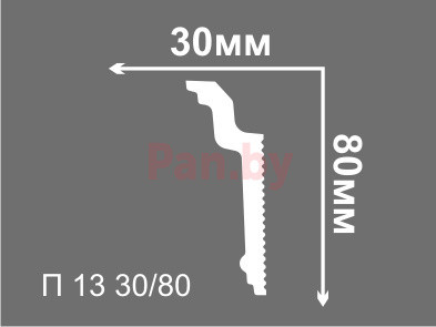 Плинтус потолочный из пенополистирола Де-Багет П 13 30х80 мм - фото 2 - id-p130473985