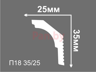 Плинтус потолочный из пенополистирола Де-Багет П 18 35х25 мм - фото 2 - id-p130473990