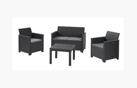 Комплект мебели (2х местный диван, 2 кресла, столик) "Emma 2 seater", графит - фото 2 - id-p130473729