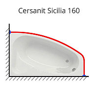 Карниз для ванны Cersanit Sicilia 160х100 нержавеющая сталь