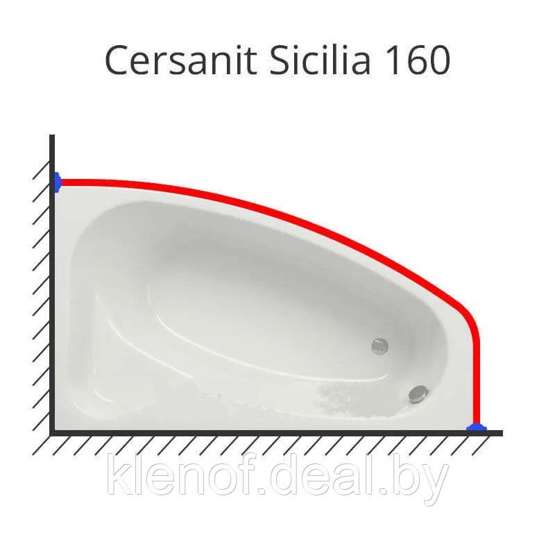 Карниз для ванны Cersanit Sicilia 160х100 нержавеющая сталь - фото 1 - id-p130495456