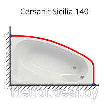 Карниз для ванны Cersanit Sicilia 140х100 нержавеющая сталь