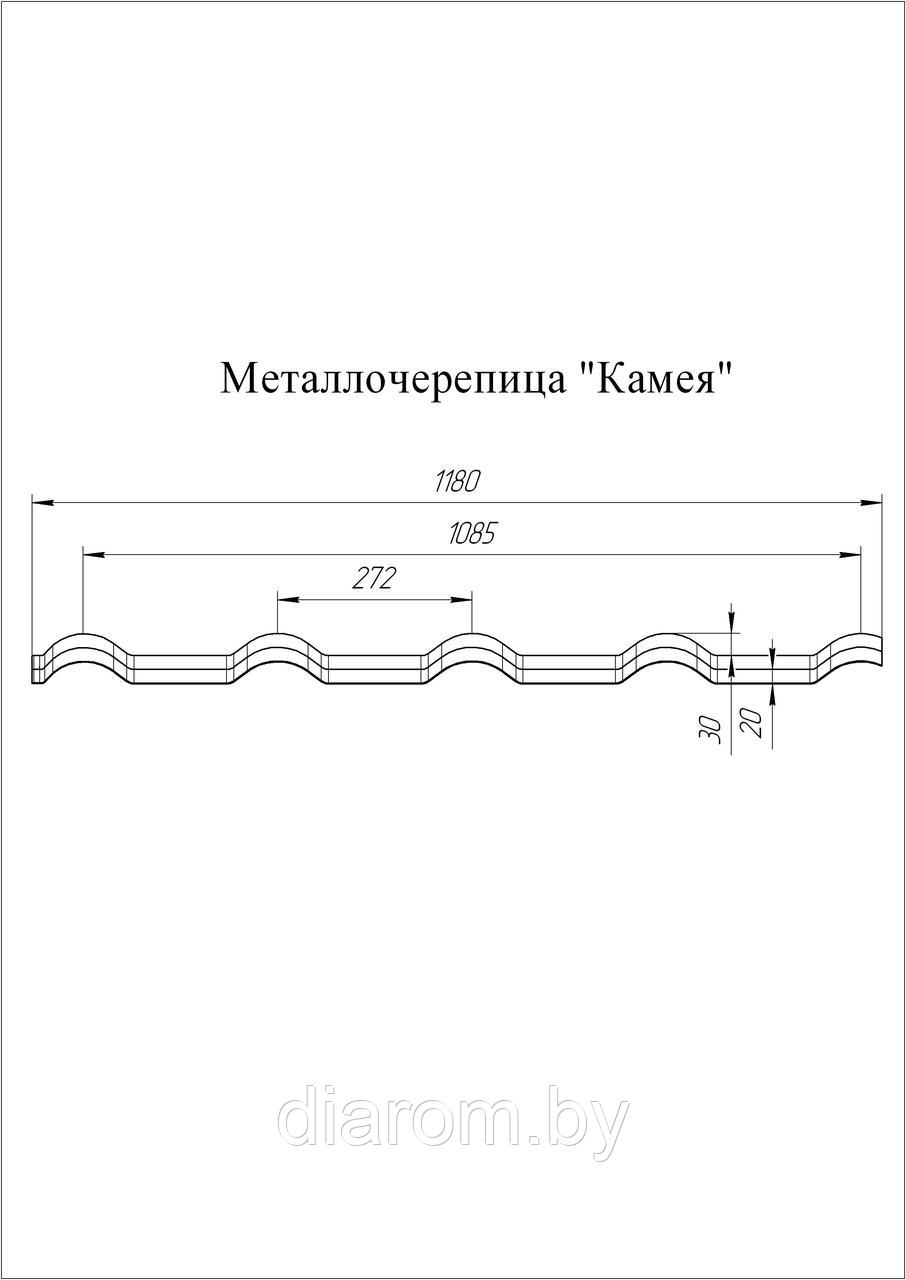 Металлочерепица камея 0,5 Satin RAL 9006 бело-алюминиевый - фото 2 - id-p130495543