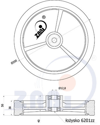 Колесо для газонокосилок, d=200мм, K200Ł ZABI, фото 2