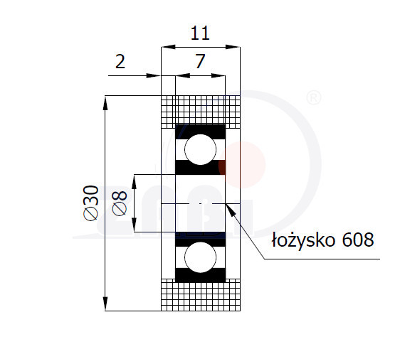 Ролик нейлоновый (полиамидный) R-30-11/8 ZABI (Польша) - фото 2 - id-p130496024