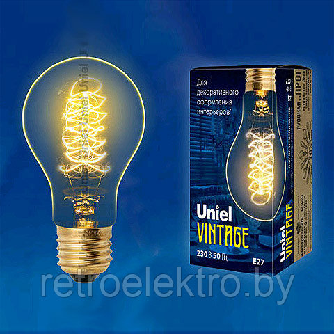 Ретро лампа накаливания Эдисона UNIEL IL-V-A60-40/GOLDEN/E27 CW01 - фото 2 - id-p130496147