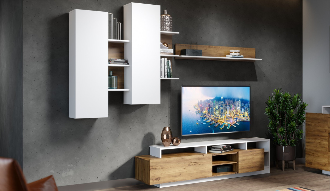 Гостиная Империал НЕВИО-2 (дуб крафт золотой / белый)