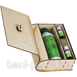 Деревянный набор для сауны Книга Добрая баня с ароматами Летний праздник 500 мл и 2 по 10 мл на выбор