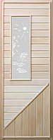 Дверь для бани и сауны деревянная DoorWood с прямоугольным стеклом (75x185)