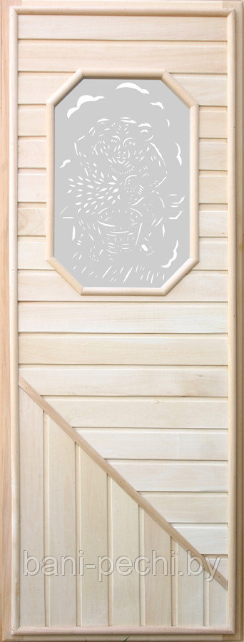 Дверь для бани и сауны деревянная DoorWood с 8-ми угольным стеклом (75x185) - фото 1 - id-p92790906