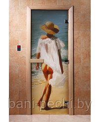 Дверь для сауны стеклянная DoorWood с фотопечатью 8 мм, 7 х 19,  код А013