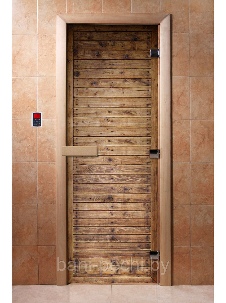 Дверь для сауны стеклянная DoorWood с фотопечатью 8 мм, 7 х 19,  код А020