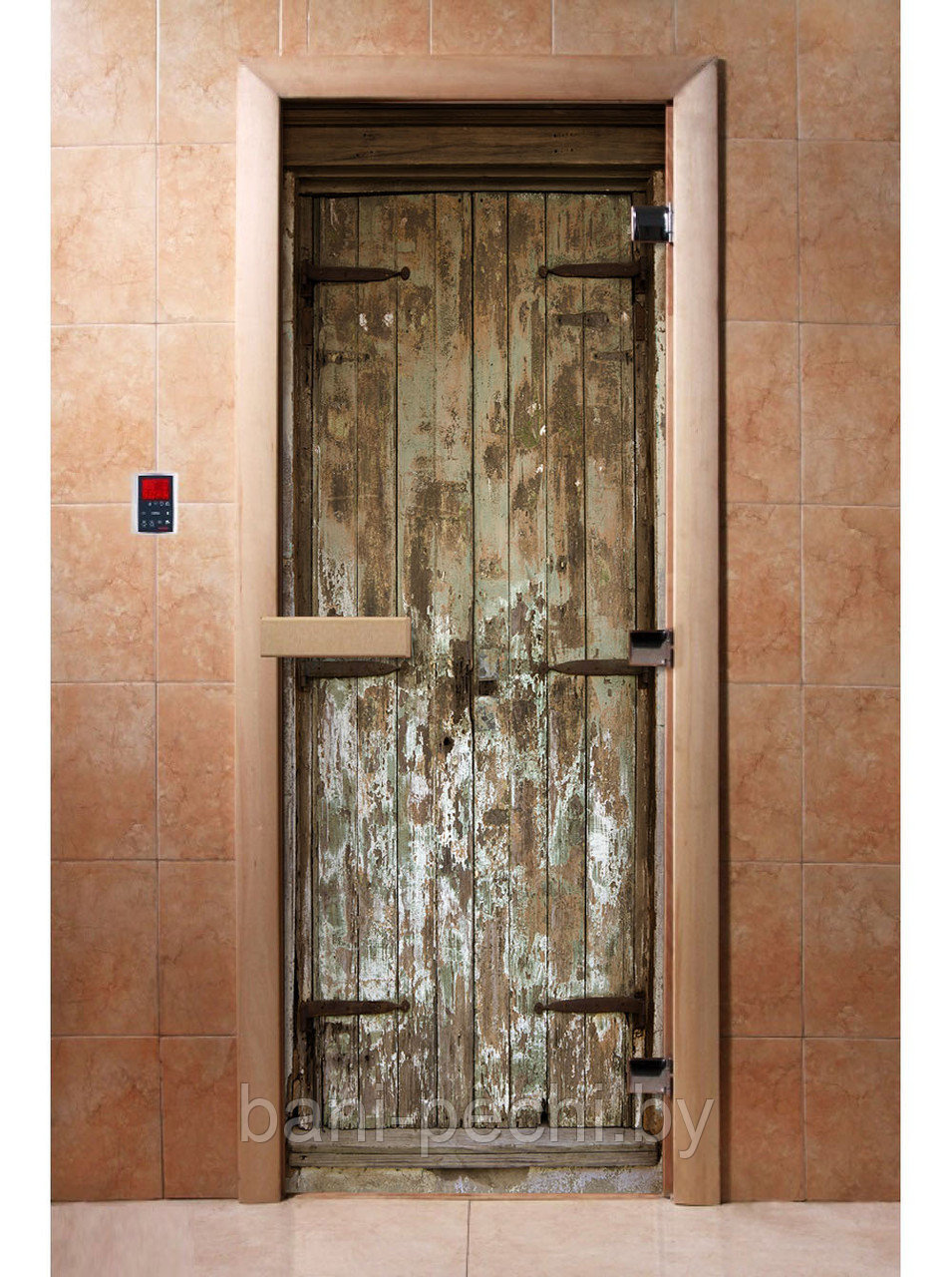 Дверь для сауны стеклянная DoorWood с фотопечатью 8 мм, 7 х 19,  код А028