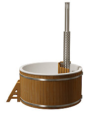 Купель круглая ПРЕМИУМ с печью, диаметр 220 см, высота 110 см, термососна