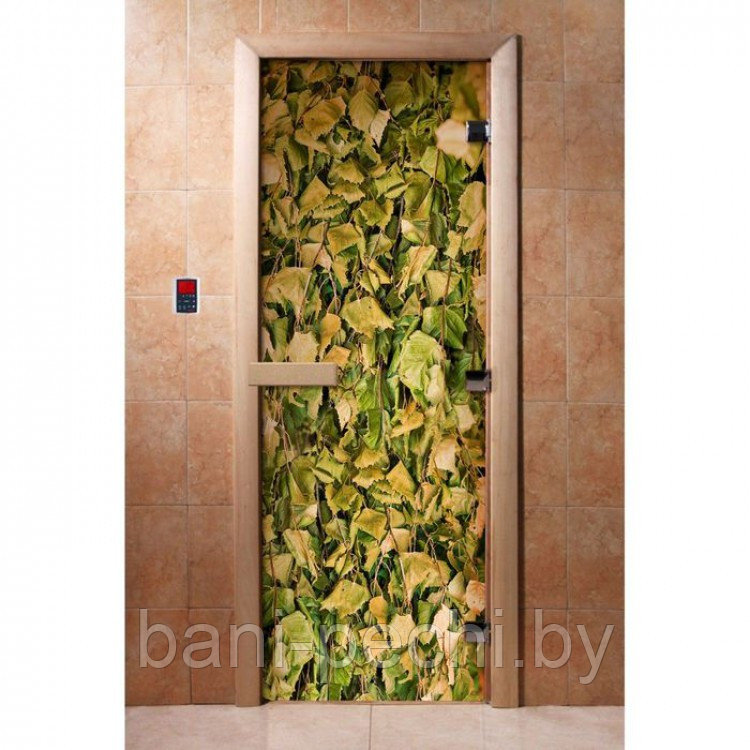 Дверь для сауны стеклянная DoorWood с фотопечатью 8 мм, 7 х 19,  код А001