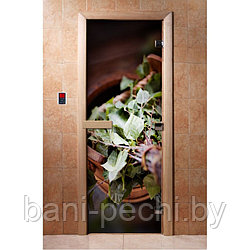 Дверь для сауны стеклянная DoorWood с фотопечатью 8 мм, 7 х 19,  код А008